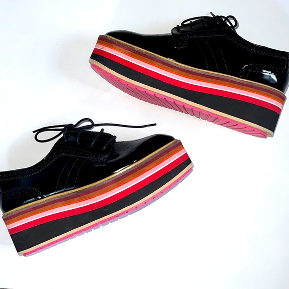 Zara Platform Derby loafers black patent size 40